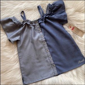 Levi’s Two Tone Blue Cold Shoulder Top